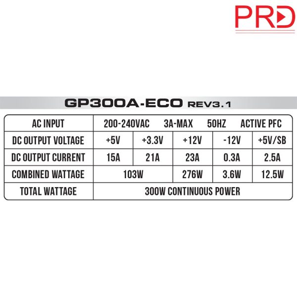 مشخصات منبع تغذیه GP300A-ECO GREEN